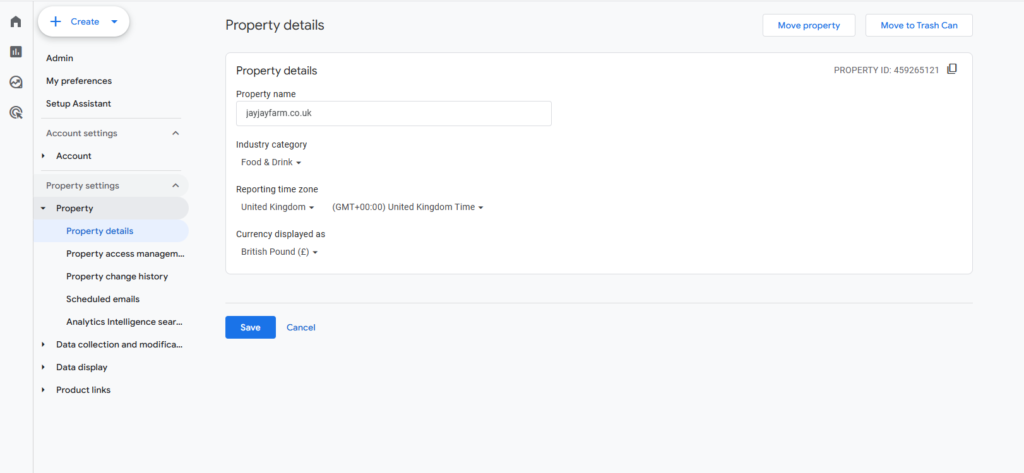 How to change property currency on google analytics