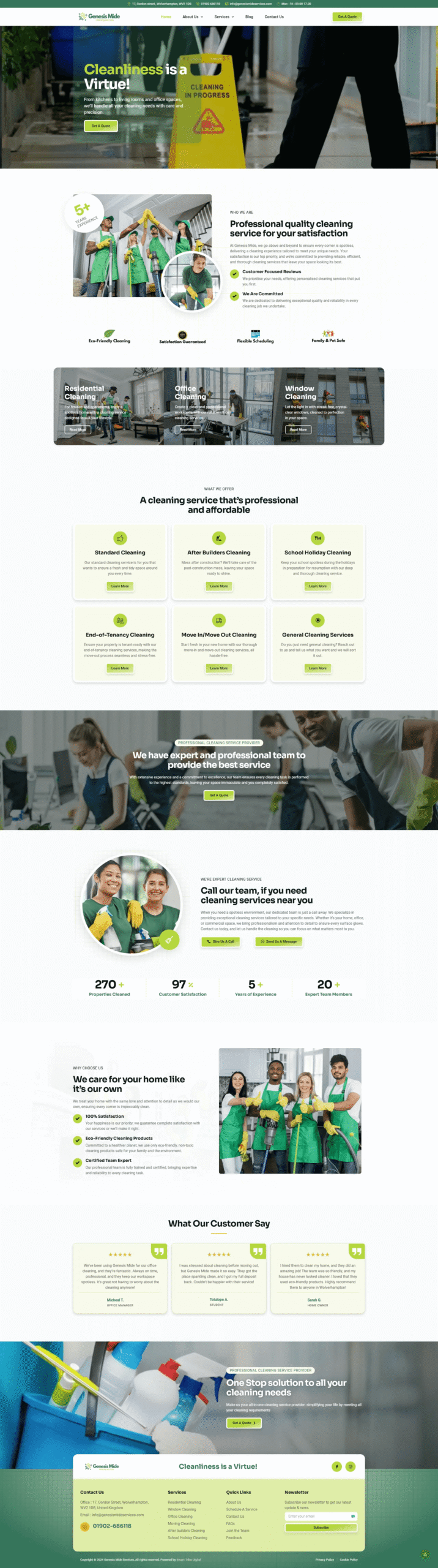 build a cleaning service website